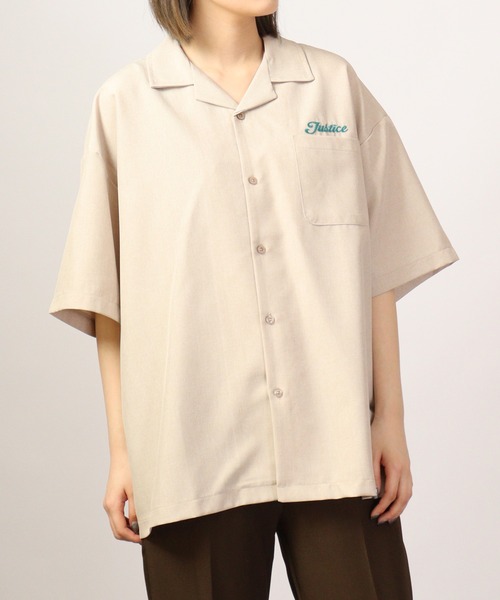 【セール】ルーズシルエット刺繍入り半袖シャツ（シャツ/ブラウス）｜ATELANE（アテレーン）