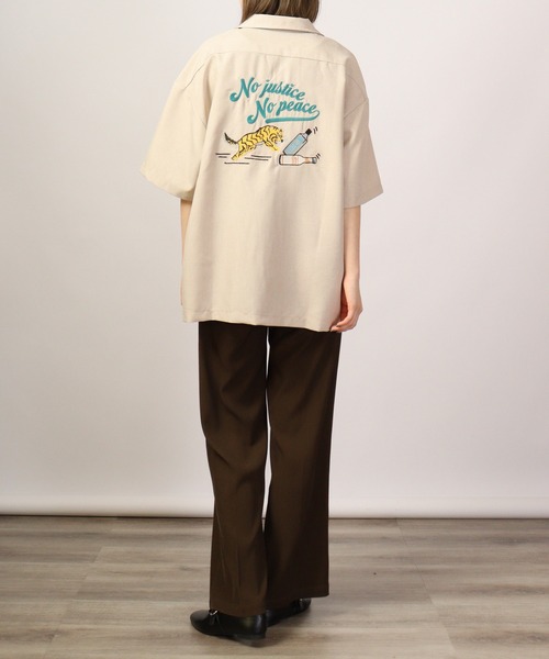 【セール】ルーズシルエット刺繍入り半袖シャツ（シャツ/ブラウス）｜ATELANE（アテレーン）