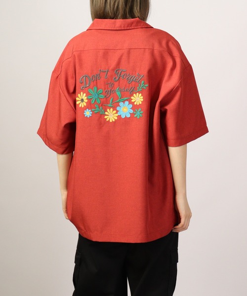 【セール】ルーズシルエット刺繍入り半袖シャツ（シャツ/ブラウス）｜ATELANE（アテレーン）