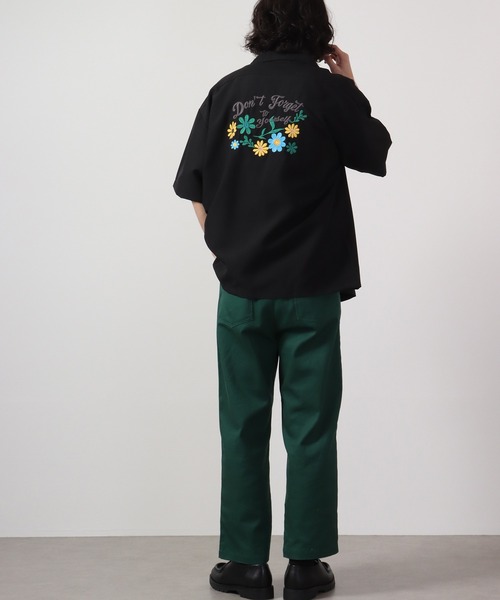 【セール】ルーズシルエット刺繍入り半袖シャツ（シャツ/ブラウス）｜ATELANE（アテレーン）