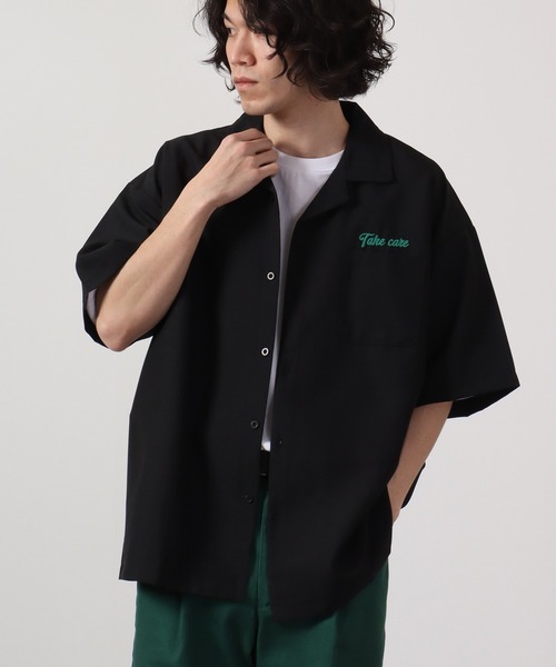 【セール】ルーズシルエット刺繍入り半袖シャツ（シャツ/ブラウス）｜ATELANE（アテレーン）