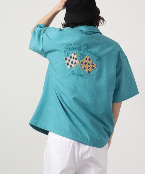 【セール】ルーズシルエット刺繍入り半袖シャツ（シャツ/ブラウス）｜ATELANE（アテレーン）