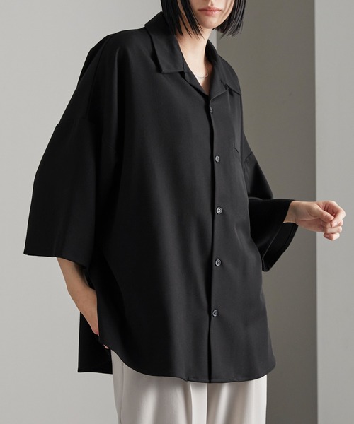 cussil（クシル）の「【cussil/クシル】TRストレッチルーズシルエット2wayオープンカラーシャツ（シャツ/ブラウス・メンズ・オフホワイト/ライトグレー/ブラック/グレイッシュベージュ/ライトブルー/チャコールグレー/ブルーグレー/グレー/ホワイト系/ブラック系・L/M/S/XS）」の18枚目の写真