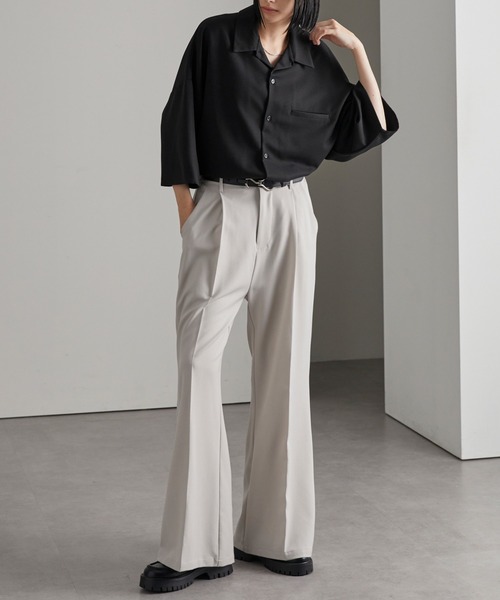 cussil（クシル）の「【cussil/クシル】TRストレッチルーズシルエット2wayオープンカラーシャツ（シャツ/ブラウス・メンズ・オフホワイト/ライトグレー/ブラック/グレイッシュベージュ/ライトブルー/チャコールグレー/ブルーグレー/グレー/ホワイト系/ブラック系・L/M/S/XS）」の20枚目の写真