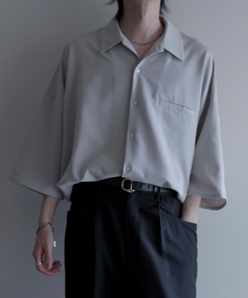 cussil（クシル）の「【cussil/クシル】TRストレッチルーズシルエット2wayオープンカラーシャツ（シャツ/ブラウス・メンズ・オフホワイト/ライトグレー/ブラック/グレイッシュベージュ/ライトブルー・L/M/S）」の21枚目の写真