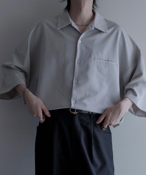 cussil（クシル）の「【cussil/クシル】TRストレッチルーズシルエット2wayオープンカラーシャツ（シャツ/ブラウス・メンズ・オフホワイト/ライトグレー/ブラック/グレイッシュベージュ/ライトブルー・L/M/S）」の22枚目の写真