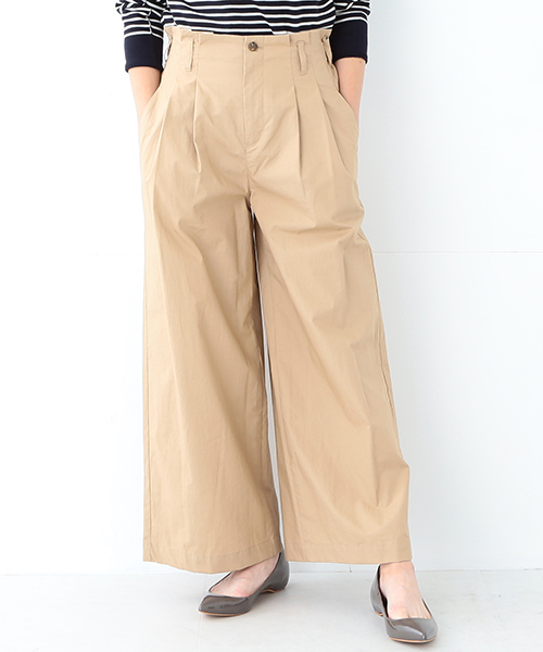 Demi-Luxe BEAMS（デミルクス ビームス）の「Sabena / ウォッシャブル タイプライター ワイドパンツ（その他パンツ・レディース・ベージュ/ネイビー・36/38）」の2枚目の写真