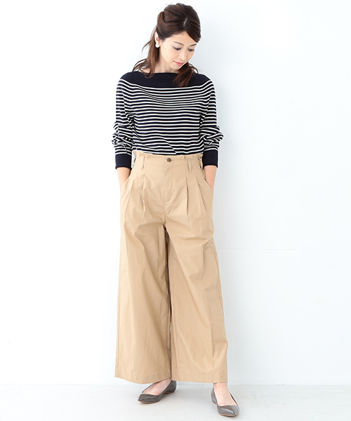 Demi-Luxe BEAMS（デミルクス ビームス）の「Sabena / ウォッシャブル タイプライター ワイドパンツ（その他パンツ・レディース・ベージュ/ネイビー・36/38）」の13枚目の写真