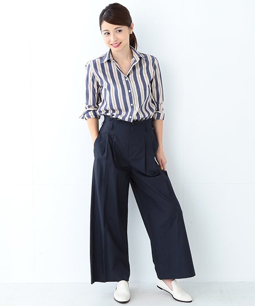 Demi-Luxe BEAMS（デミルクス ビームス）の「Sabena / ウォッシャブル タイプライター ワイドパンツ（その他パンツ・レディース・ベージュ/ネイビー・36/38）」の14枚目の写真