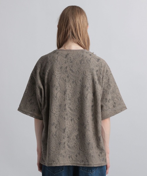 HARE(ハレ)の「レースペイズリーガラカット(HARE)(Tシャツ/カットソー・メンズ・ホワイト/ブラック/ブラウン/ライトインディゴブルー・FREE)」の7枚目の写真