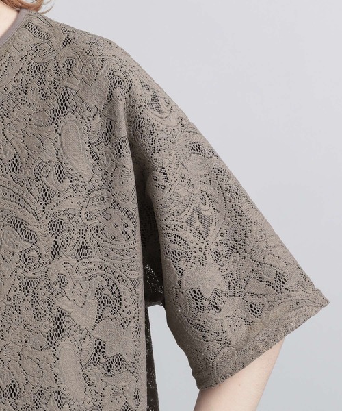 HARE(ハレ)の「レースペイズリーガラカット(HARE)(Tシャツ/カットソー・メンズ・ホワイト/ブラック/ブラウン/ライトインディゴブルー・FREE)」の9枚目の写真