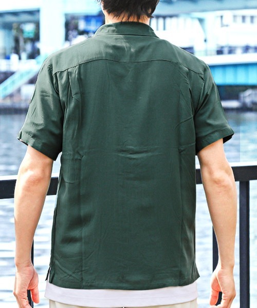LUXSTYLE(ラグスタイル)の「レーヨン無地アロハシャツ(シャツ/ブラウス・メンズ・ネイビー/カーキ/アイボリー/ピンク・L/M/XL)」の20枚目の写真