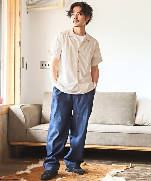 LUXSTYLE(ラグスタイル)の「レーヨン無地アロハシャツ(シャツ/ブラウス・メンズ・ネイビー/カーキ/アイボリー/ピンク・L/M/XL)」の14枚目の写真