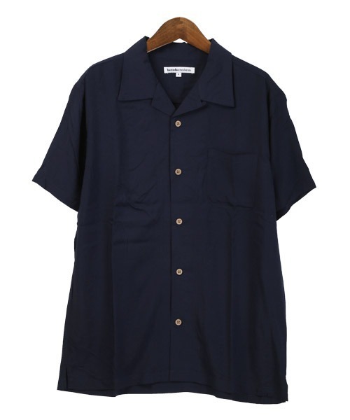 LUXSTYLE(ラグスタイル)の「レーヨン無地アロハシャツ(シャツ/ブラウス・メンズ・ネイビー/カーキ/アイボリー/ピンク・L/M/XL)」の21枚目の写真