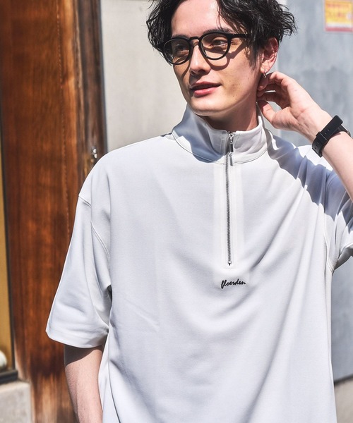 RAGEBLUE(レイジブルー)の「プチ刺繍/ジョーゼットハーフジップTシャツ(Tシャツ/カットソー・メンズ・ブルー/ホワイト/ライトブルー/ブラック/グリーン・MEDIUM/LARGE)」の10枚目の写真