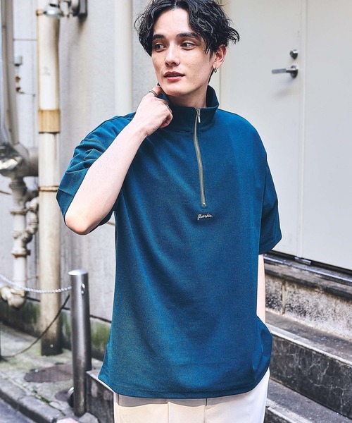 RAGEBLUE(レイジブルー)の「プチ刺繍/ジョーゼットハーフジップTシャツ(Tシャツ/カットソー・メンズ・ブルー/ホワイト/ライトブルー/ブラック/グリーン・MEDIUM/LARGE)」の15枚目の写真