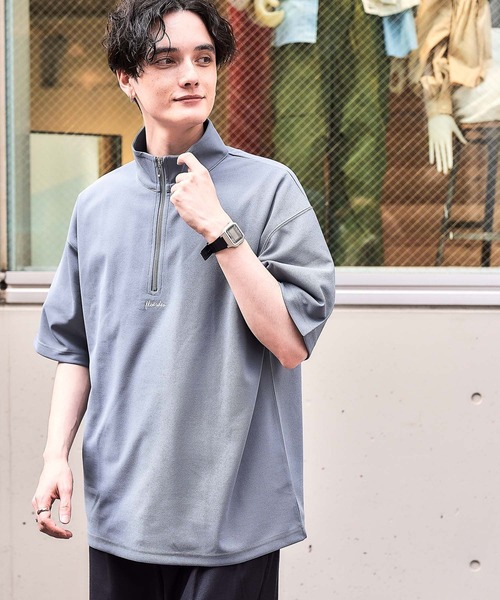 RAGEBLUE(レイジブルー)の「プチ刺繍/ジョーゼットハーフジップTシャツ(Tシャツ/カットソー・メンズ・ブルー/ホワイト/ライトブルー/ブラック/グリーン・MEDIUM/LARGE)」の20枚目の写真