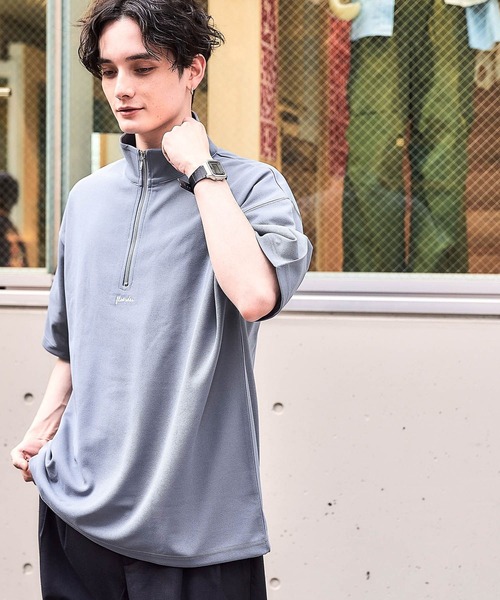 RAGEBLUE(レイジブルー)の「プチ刺繍/ジョーゼットハーフジップTシャツ(Tシャツ/カットソー・メンズ・ブルー/ホワイト/ライトブルー/ブラック/グリーン・MEDIUM/LARGE)」の8枚目の写真