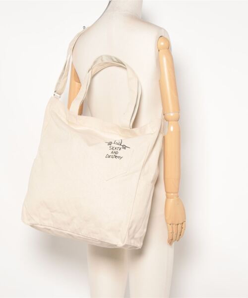 THRASHER（スラッシャー）の「CANVAS Tote Shoulder Bag L/スラッシャーキャンバストートバッグ（トートバッグ・メンズ・ホワイト/ブラック/グレー/ベージュ/ホワイト系その他/ブラック系その他/ホワイト系その他2/ブラック系その他2・FREE）」の12枚目の写真