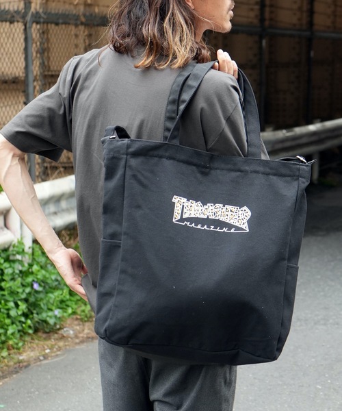THRASHER（スラッシャー）の「CANVAS Tote Shoulder Bag L/スラッシャーキャンバストートバッグ（トートバッグ・メンズ・ホワイト/ブラック/グレー/ベージュ/ホワイト系その他/ブラック系その他/ホワイト系その他2/ブラック系その他2・FREE）」の5枚目の写真