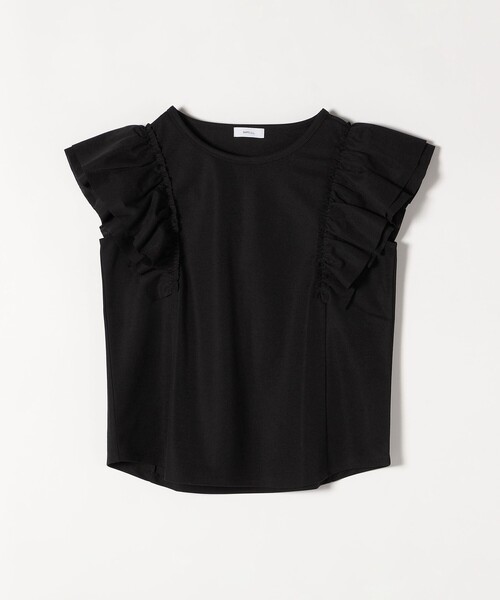 SHIPS any(シップス エニィ)の「SHIPS any:〈洗濯機可能〉カット フリルスリーブ TEE(Tシャツ/カットソー・レディース・ブラック/ブラウン・ONE SIZE)」の3枚目の写真