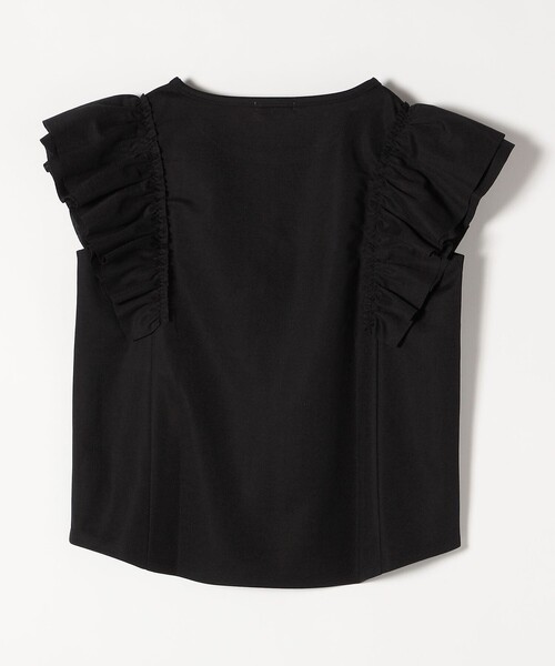 SHIPS any(シップス エニィ)の「SHIPS any:〈洗濯機可能〉カット フリルスリーブ TEE(Tシャツ/カットソー・レディース・ブラック/ブラウン・ONE SIZE)」の4枚目の写真