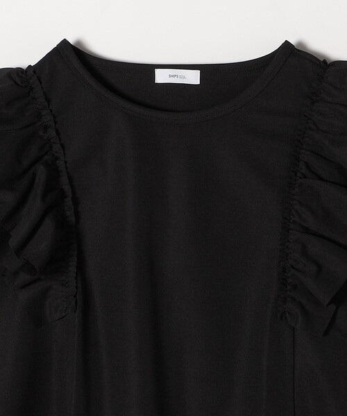 SHIPS any(シップス エニィ)の「SHIPS any:〈洗濯機可能〉カット フリルスリーブ TEE(Tシャツ/カットソー・レディース・ブラック/ブラウン・ONE SIZE)」の5枚目の写真