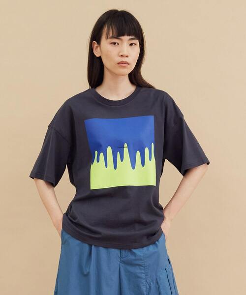 FRAPBOIS(フラボア)の「メルティーT(Tシャツ/カットソー・レディース・チャコールグレー/ホワイト/グリーン・1/2)」の3枚目の写真