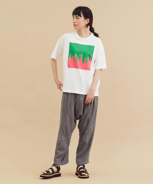 FRAPBOIS(フラボア)の「メルティーT(Tシャツ/カットソー・レディース・チャコールグレー/ホワイト/グリーン・1/2)」の5枚目の写真