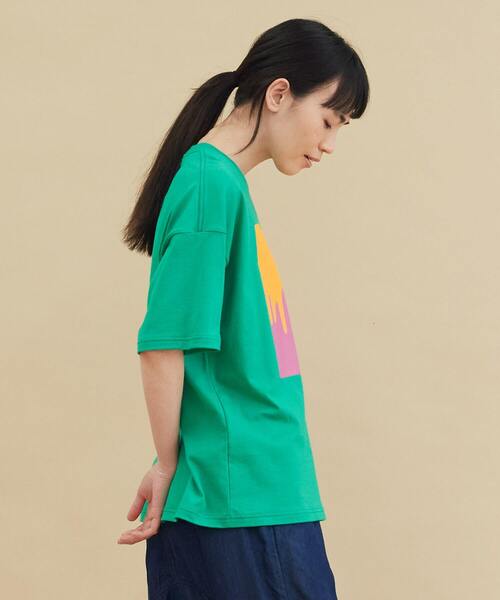 FRAPBOIS(フラボア)の「メルティーT(Tシャツ/カットソー・レディース・チャコールグレー/ホワイト/グリーン・1/2)」の9枚目の写真