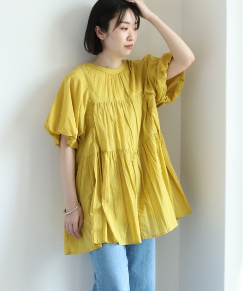 cepo（セポ）の「バンドカラー ティアードブラウス　２WAY（シャツ/ブラウス・レディース・イエロー/ブラック/オフホワイト・M）」の3枚目の写真