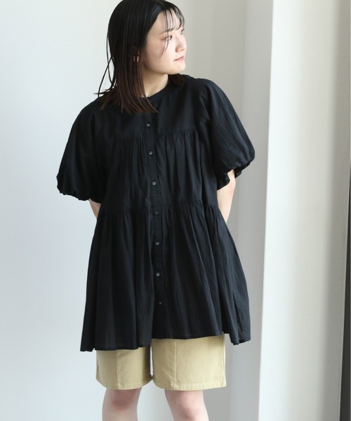 cepo（セポ）の「バンドカラー ティアードブラウス　２WAY（シャツ/ブラウス・レディース・イエロー/ブラック/オフホワイト・M）」の2枚目の写真