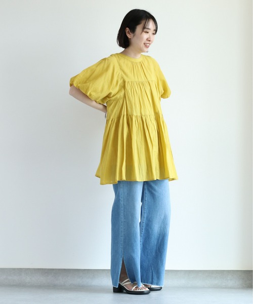 cepo（セポ）の「バンドカラー ティアードブラウス　２WAY（シャツ/ブラウス・レディース・イエロー/ブラック/オフホワイト・M）」の13枚目の写真