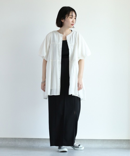 cepo（セポ）の「バンドカラー ティアードブラウス　２WAY（シャツ/ブラウス・レディース・イエロー/ブラック/オフホワイト・M）」の5枚目の写真