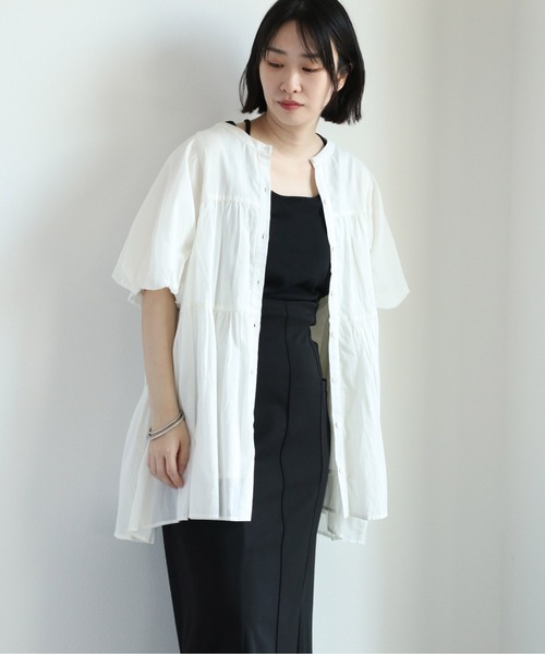 cepo（セポ）の「バンドカラー ティアードブラウス　２WAY（シャツ/ブラウス・レディース・イエロー/ブラック/オフホワイト・M）」の9枚目の写真