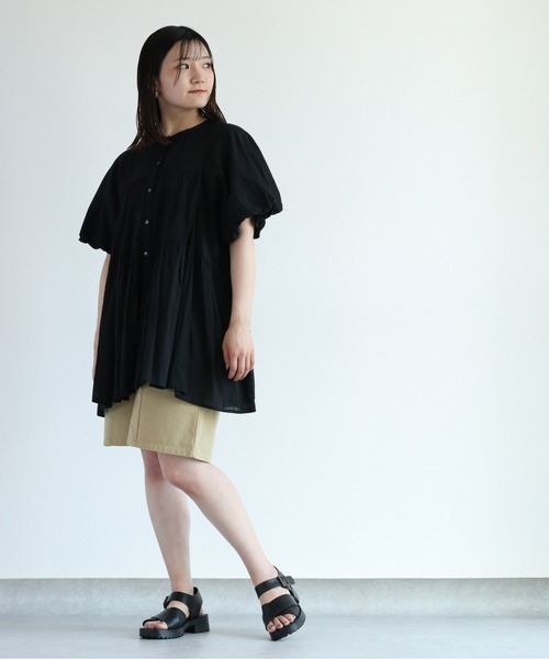 cepo（セポ）の「バンドカラー ティアードブラウス　２WAY（シャツ/ブラウス・レディース・イエロー/ブラック/オフホワイト・M）」の11枚目の写真