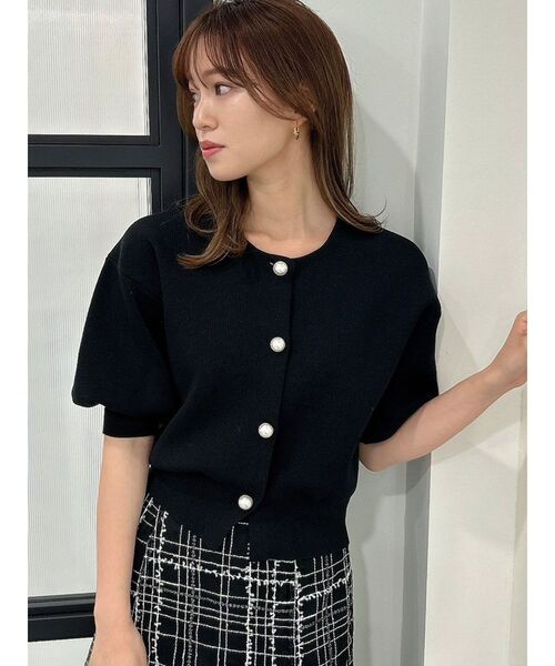 dazzlin（ダズリン）の「ビッグパーツカーデトップス（カーディガン/ボレロ・レディース・オフホワイト/ブラック/パープル・FREE）」の14枚目の写真