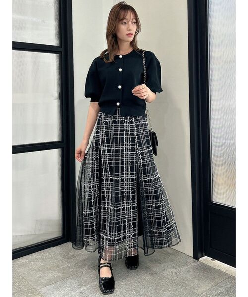 dazzlin（ダズリン）の「ビッグパーツカーデトップス（カーディガン/ボレロ・レディース・オフホワイト/ブラック/パープル・FREE）」の18枚目の写真