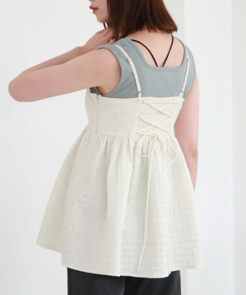 archives（アルシーヴ）の「ＢａｃｋレースＵＰエンボスキャミチュニック（シャツ/ブラウス・レディース・ピンク/ブラック/アイボリー・MEDIUM）」の9枚目の写真