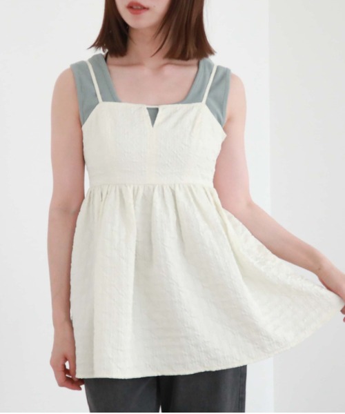 archives（アルシーヴ）の「ＢａｃｋレースＵＰエンボスキャミチュニック（シャツ/ブラウス・レディース・ピンク/ブラック/アイボリー・MEDIUM）」の4枚目の写真