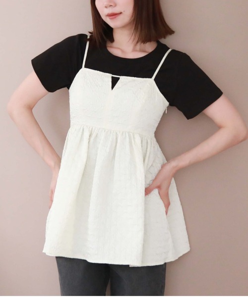 archives（アルシーヴ）の「ＢａｃｋレースＵＰエンボスキャミチュニック（シャツ/ブラウス・レディース・ピンク/ブラック/アイボリー・MEDIUM）」の5枚目の写真