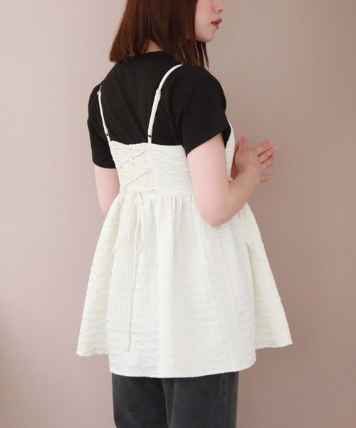 archives（アルシーヴ）の「ＢａｃｋレースＵＰエンボスキャミチュニック（シャツ/ブラウス・レディース・ピンク/ブラック/アイボリー・MEDIUM）」の19枚目の写真