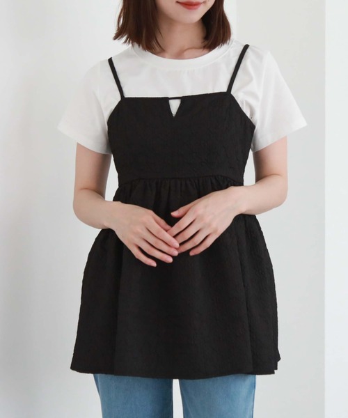 archives（アルシーヴ）の「ＢａｃｋレースＵＰエンボスキャミチュニック（シャツ/ブラウス・レディース・ピンク/ブラック/アイボリー・MEDIUM）」の11枚目の写真