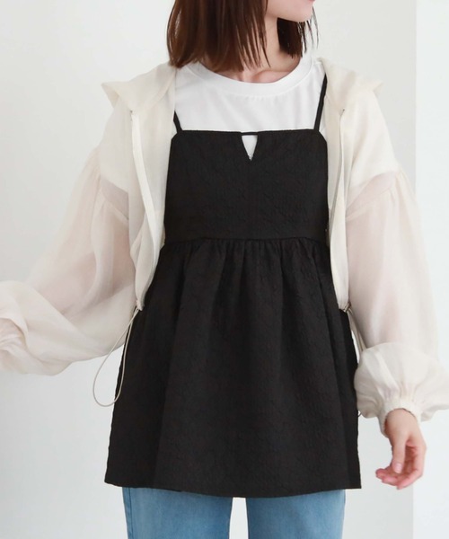 archives（アルシーヴ）の「ＢａｃｋレースＵＰエンボスキャミチュニック（シャツ/ブラウス・レディース・ピンク/ブラック/アイボリー・MEDIUM）」の7枚目の写真