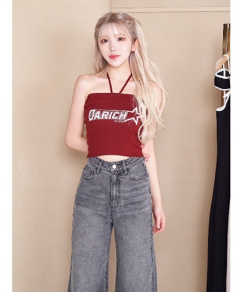 Darich（ダーリッチ）の「ロゴジャガードベアニット（チューブトップ・レディース・グリーン/ブラック/レッド・FREE）」の3枚目の写真