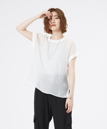 abahouse mavie | シアーフレンチスリーブブラウス&タンクトップセット(Tシャツ/カットソー)