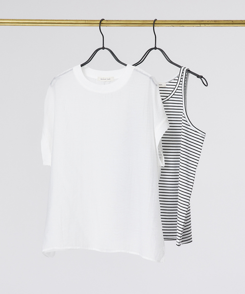 abahouse mavie（アバハウスマヴィ）の「シアーフレンチスリーブブラウス&タンクトップセット（Tシャツ/カットソー・レディース・ホワイト/ブラック/ブラウン系その他・フリー）」の9枚目の写真