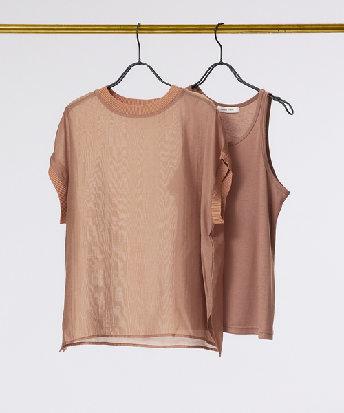 abahouse mavie（アバハウスマヴィ）の「シアーフレンチスリーブブラウス&タンクトップセット（Tシャツ/カットソー・レディース・ホワイト/ブラック/ブラウン系その他・フリー）」の15枚目の写真