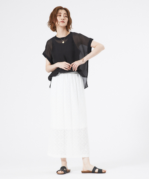 abahouse mavie（アバハウスマヴィ）の「シアーフレンチスリーブブラウス&タンクトップセット（Tシャツ/カットソー・レディース・ホワイト/ブラック/ブラウン系その他・フリー）」の10枚目の写真