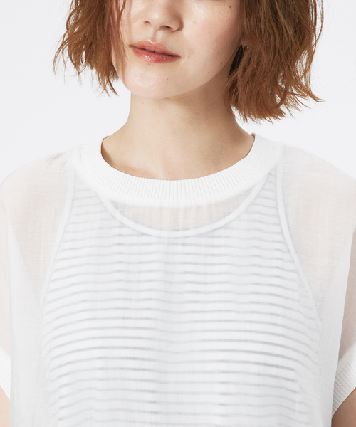 abahouse mavie（アバハウスマヴィ）の「シアーフレンチスリーブブラウス&タンクトップセット（Tシャツ/カットソー・レディース・ホワイト/ブラック/ブラウン系その他・フリー）」の8枚目の写真